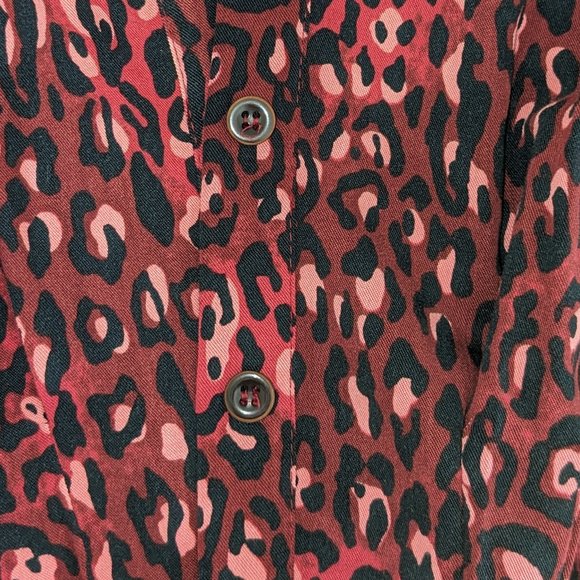 ZARA TRF Collection Women's Long Sleeve Blouse Top  Size M  Red Black Print - Picture 3 of 5